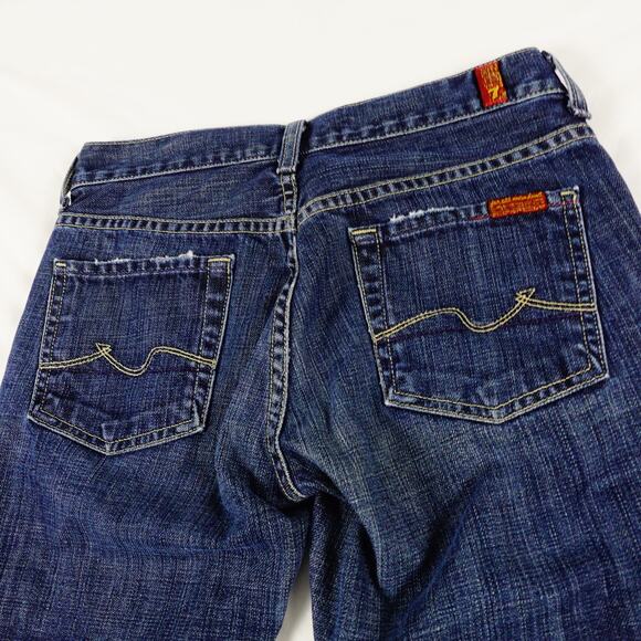 7 For All Mankind Womens Blue Jeans Boy Cut Size 26 Made in USA - Picture 2 of 11